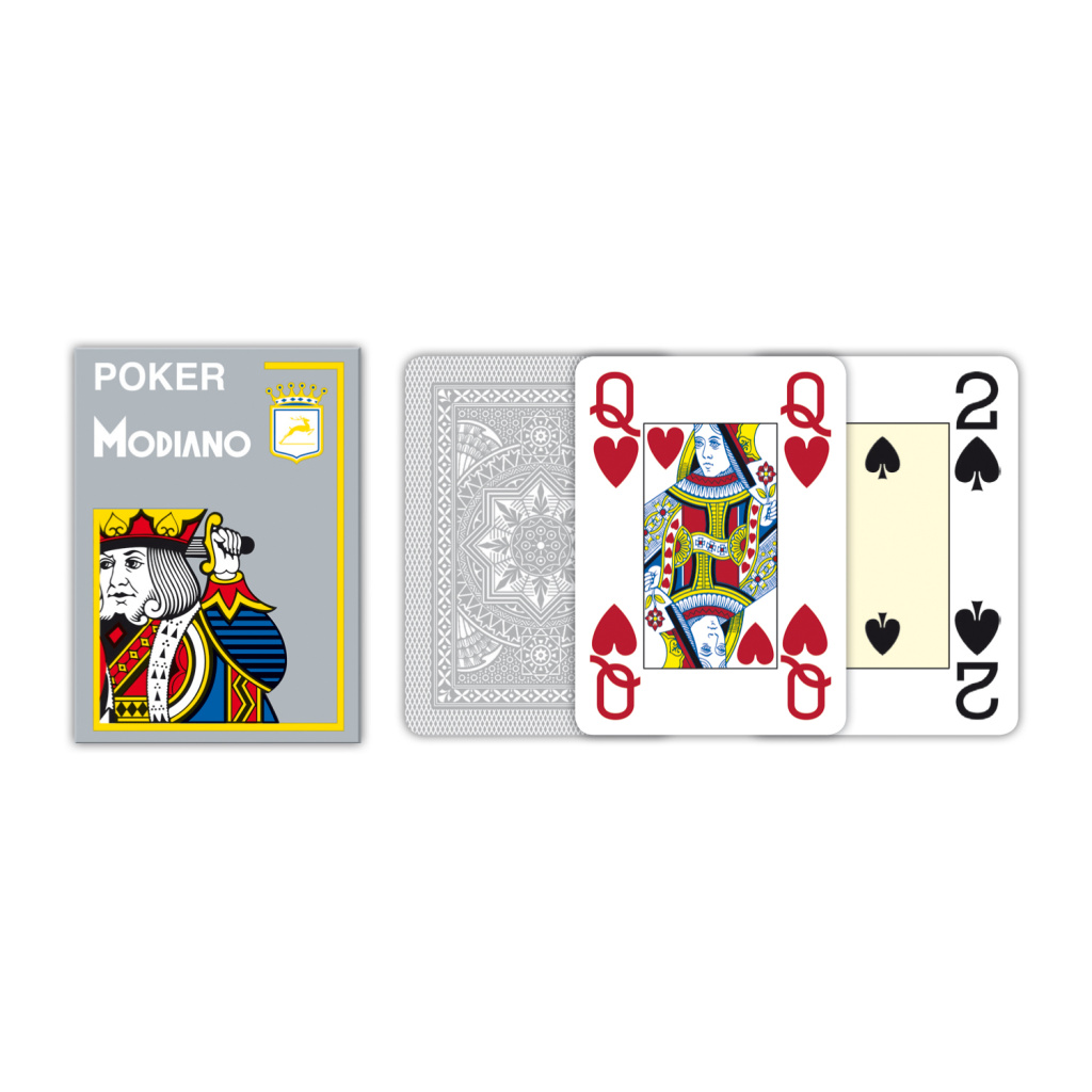 MODIANO KARTY 4 JUMBO INDEX POKER PLASTIC SZARY