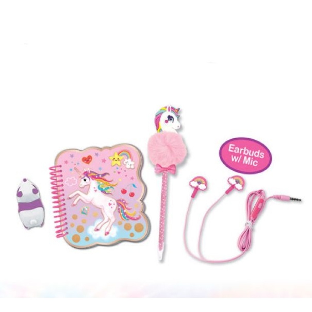 HOT FOCUS SŁUCHAWKI+KOŁOZESZYT+DŁUGOPIS JEDNOROŻEC