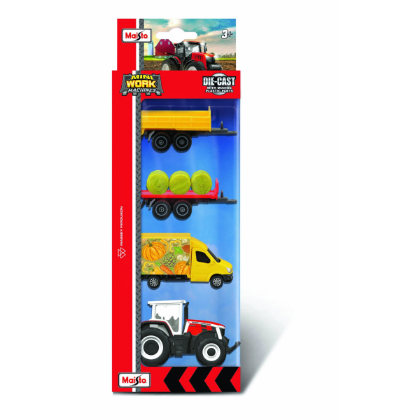 MAISTO 12563 TRAKTOR MASSEY W ZESTAWIE 4 ELEM.
