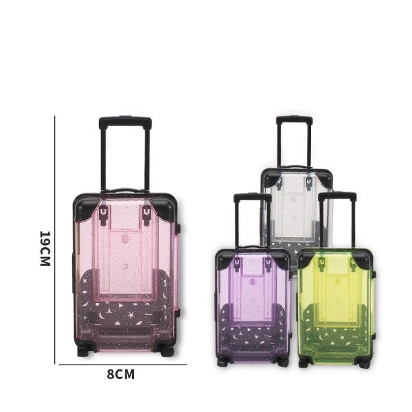 MAŁA WALIZECZKA Z PODSTAWKĄ 13x8x5CM TRANSPARENTNA