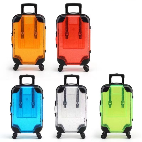 PRZEZROCZYSTA MAŁA WALIZECZKA Z BROKATEM 14x9x5 CM