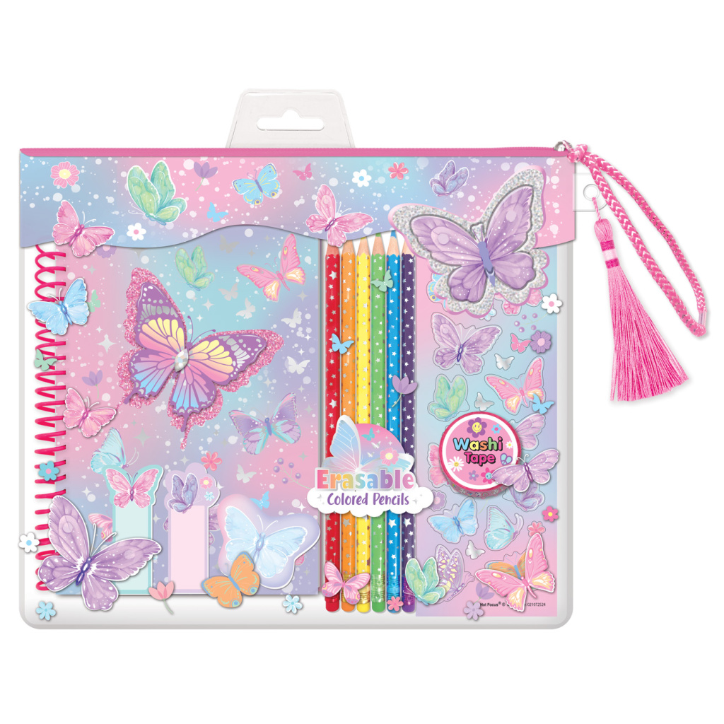 HOT FOCUS NOTATNIK NA SPIRALI Z KREDKAMI MOTYLKI