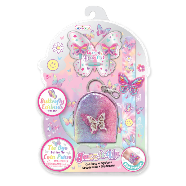 HOT FOCUS SŁUCHAWKI+PORTFELIK+BRANS.SLAP MOTYLKI