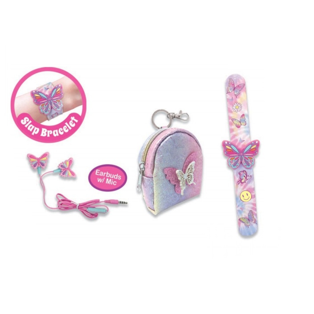 HOT FOCUS SŁUCHAWKI+PORTFELIK+BRANS.SLAP MOTYLKI