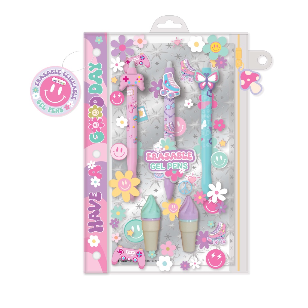 HOT FOCUS WYMAZYWALNE DŁUGOPISY ŻELOWE BUŹKI