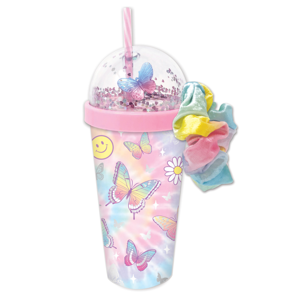 HOT FOCUS KUBEK Z GUMKĄ SCRUNCHIE  MOTYLKI