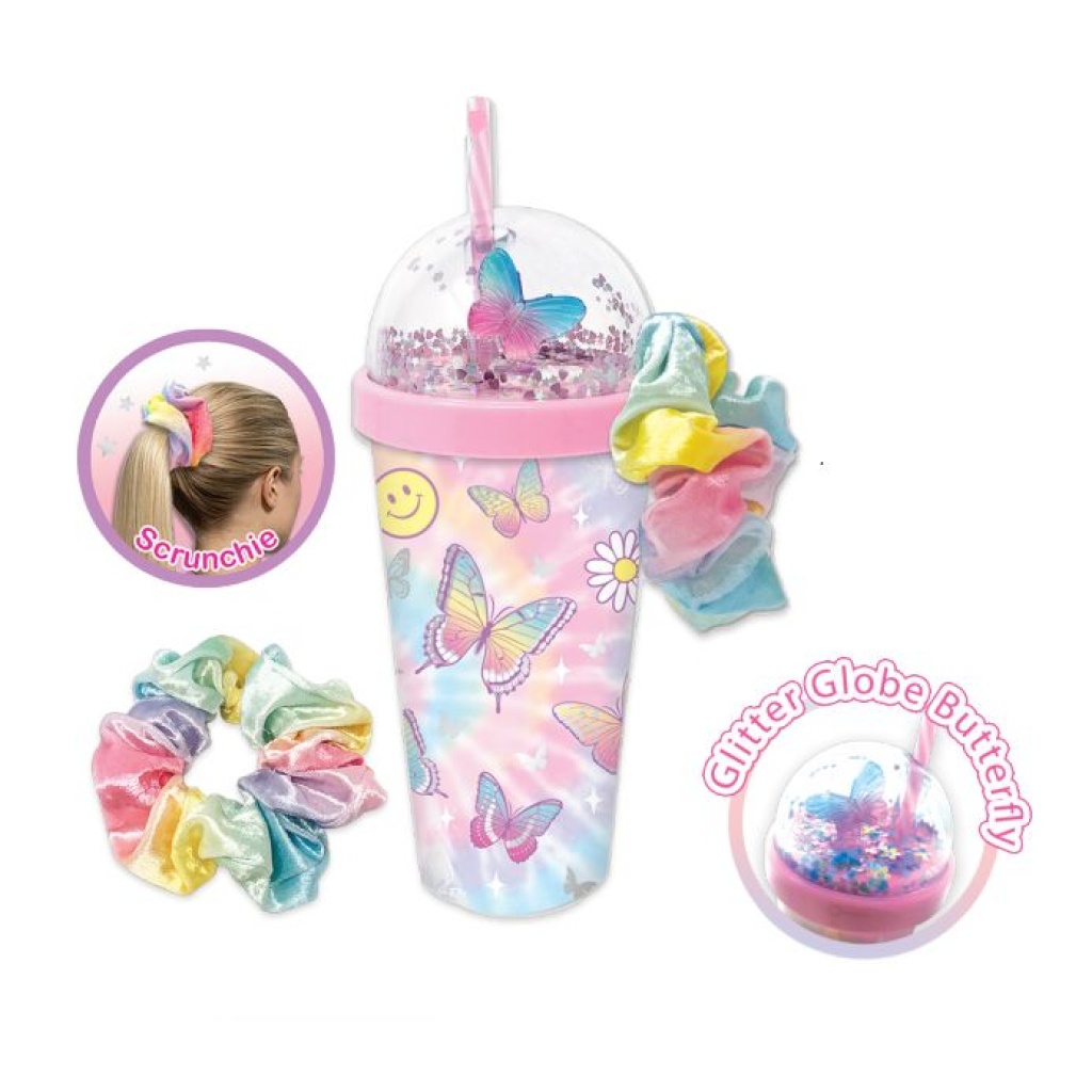 HOT FOCUS KUBEK Z GUMKĄ SCRUNCHIE  MOTYLKI