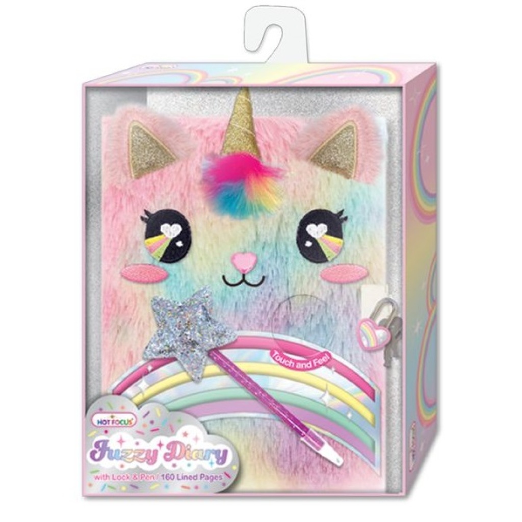 HOT FOCUS PAMIĘTNIK FUTRZANY Z DŁUGOP. JEDNOROŻEC