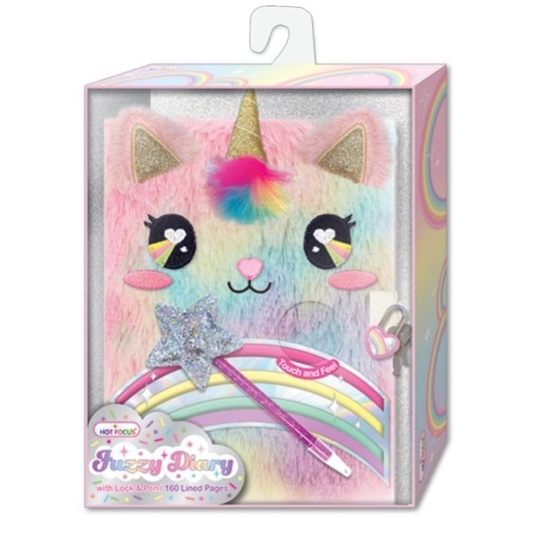 HOT FOCUS PAMIĘTNIK FUTRZANY Z DŁUGOP. JEDNOROŻEC