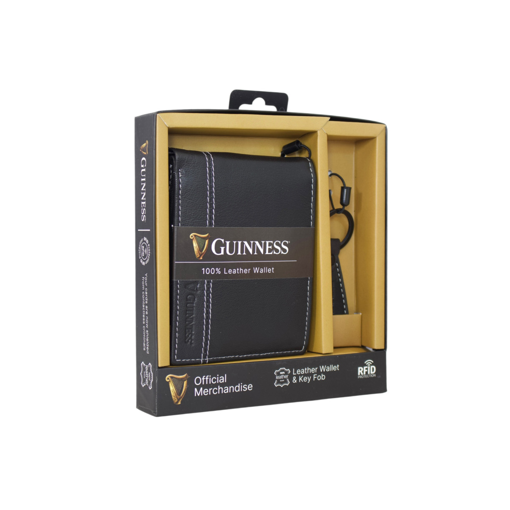 PORTFEL SKÓRZANY GUINNESS Z BRELOCZKIEM SKÓRZANYM